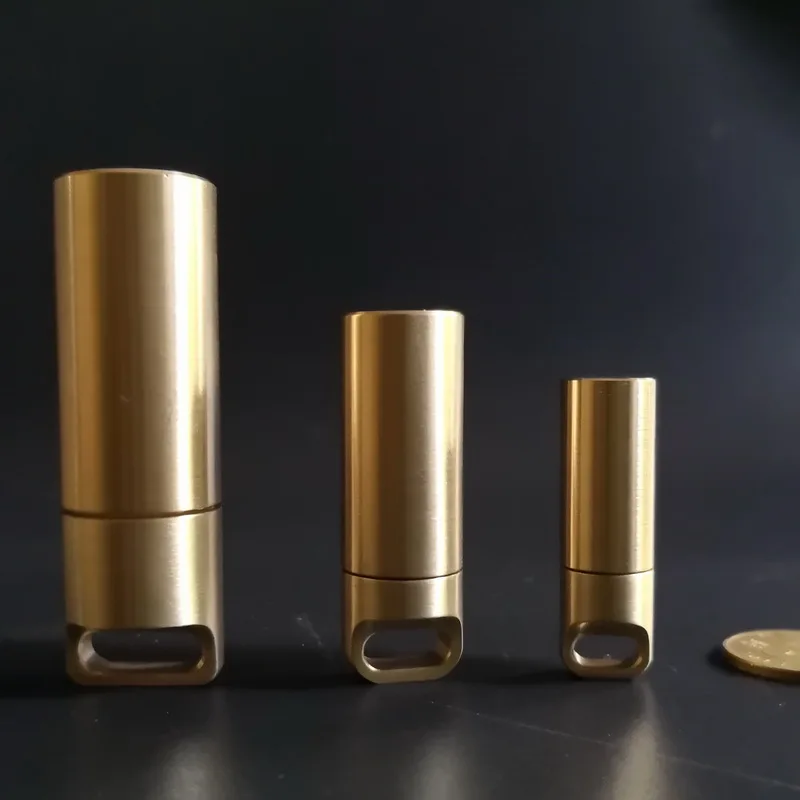 Retro pure waterproof warehouse sealed cans EDC portable storage survival capsule bottle brass first aid small pill box