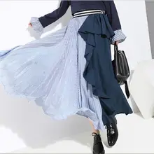 Корейская версия Новая империя сшитая шифоновая юбка Женская мода Повседневная Асимметричная юбка с оборками темперамент модная юбка