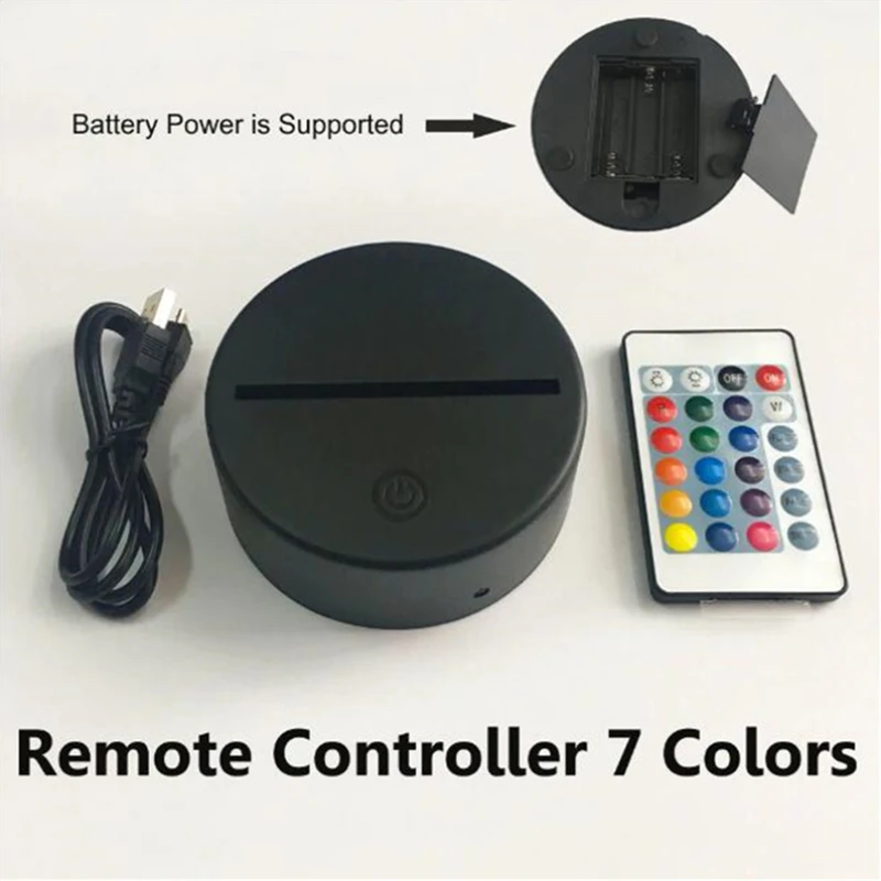 

LED 3D Illusion Acrylic lamp accessories touch base remote pattern Lamp Replaceable parts 7 Colors Night Light children's GiC