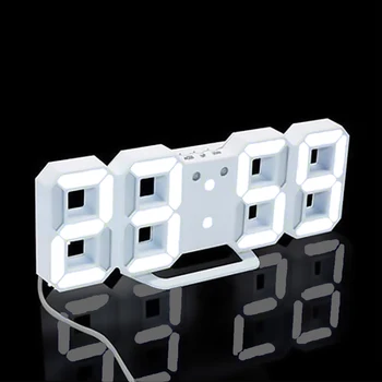 

Modern Style 3D Nightlight Led Alarm Wall Clocks Desk Table Clock For Living Room Bedroom Office Decoration