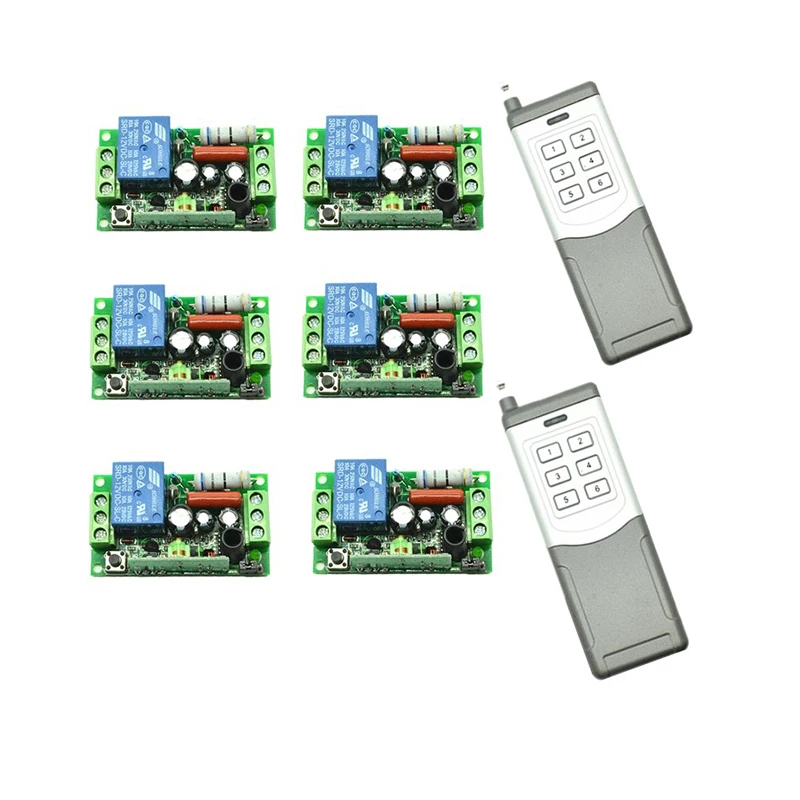 

AC 220 V 10 A 6CH Wireless Remote Control Switch Each CH is Independent Learning code Toggle/Momentary