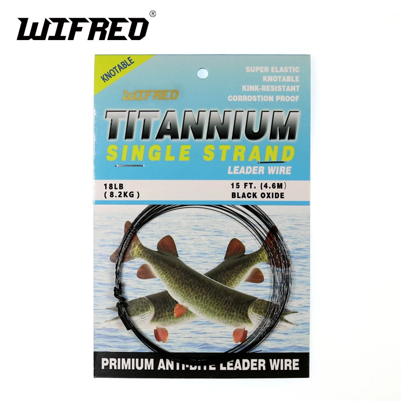 Miglior Wifreo 15ft 4.6m No Kink Titanio Leader Linea di Acqua Salata Pike Pesca Leader Traccia Fly Tying Wiggle Coda filo di collegamento