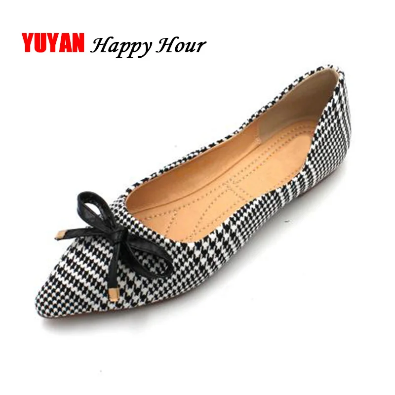 

2019 Spring Women Shoes Elegant Ladies Plaid Shoes Women Flats Fashion Brand Pointe Shoes A612