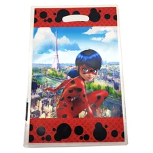 Baby Shower Decoration Party Plastic Gifts Bags Miraculous Ladybug Theme Happy Birthday Kids Girls Favors Loot Bags 10pcs/pack