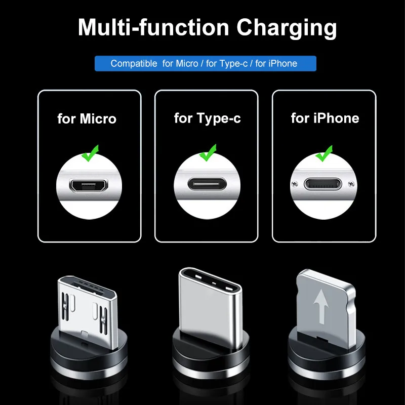 Type-C Micro usb Cable For Huawei Honor 20 pro 10 lite Quick Charge 3.0 USB Charger For iphone Xiaomi Samsung Magnetic Cable