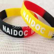 Naidoc week Радужный цветной браслет, белый штамп логотипа силиконовый браслет, 202x12x2 мм, 100 шт/лот
