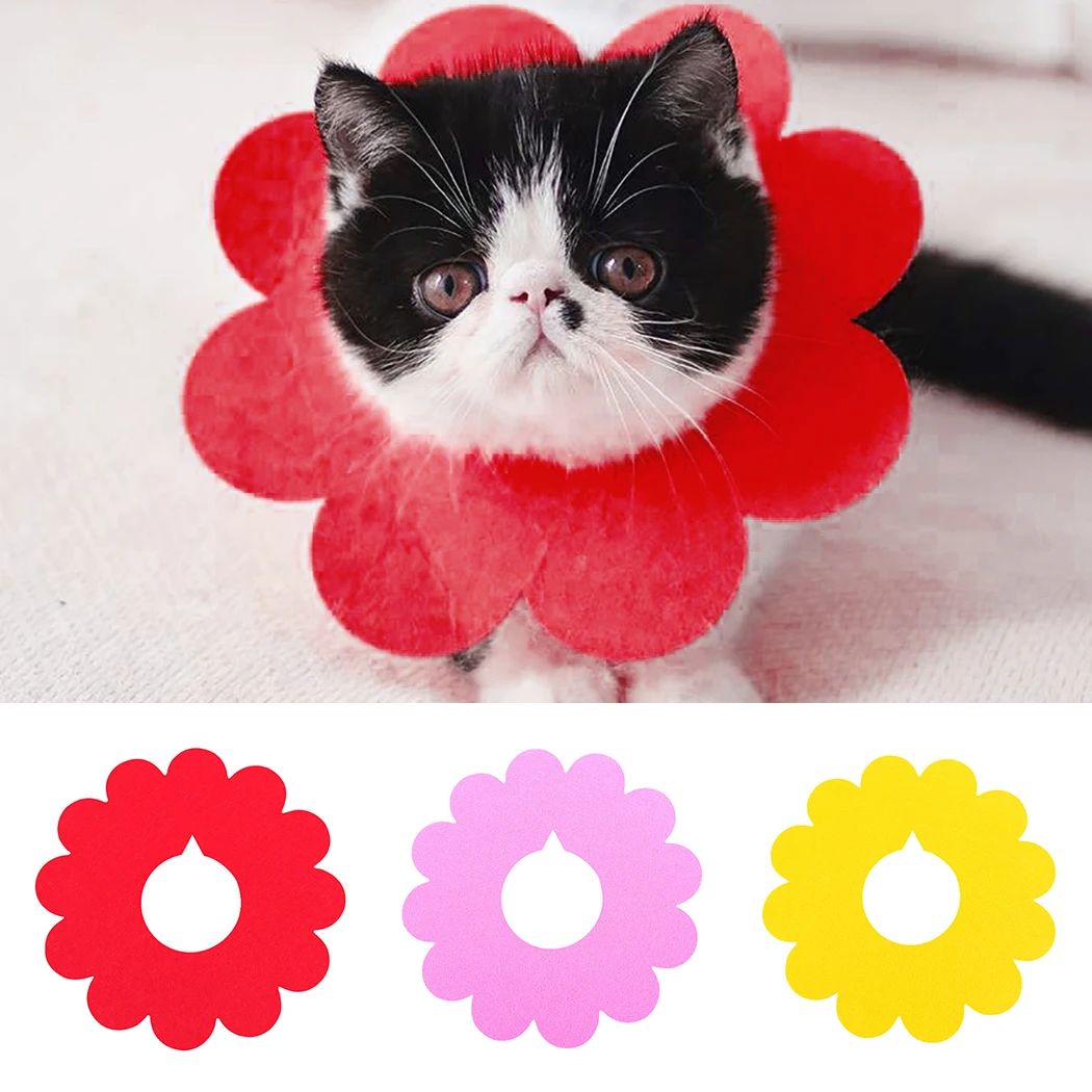 

1Pc Cat Recovery Collar Sun Flower Felt Saliva Towel Cute Flower Shape Cats Pet Dog Collar Pet Clothing Accessories