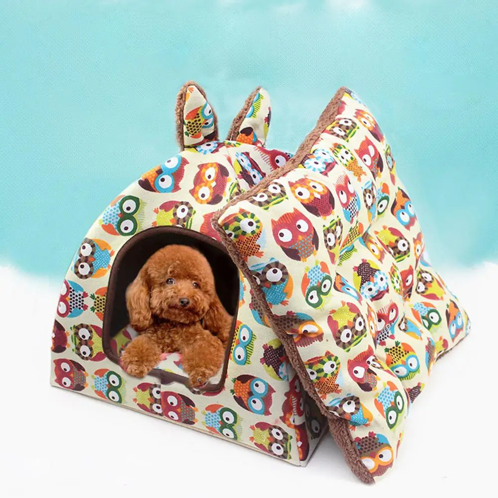 Мягкий зимний съемный теплый домик для собак HobbyLane S/M/L с кроличьими ушками