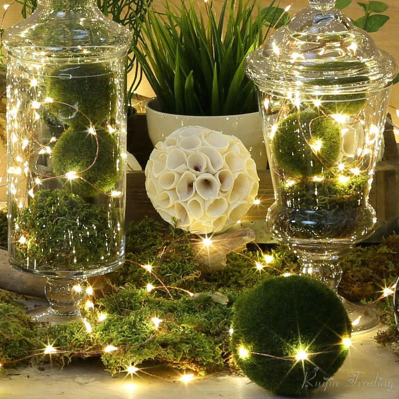 

10M LED Strip Garland Christmas Garden Outdoor Tree Wedding Decoration 2M 5M Fairy Light String Gold Copper Wire Lamp AA Battery