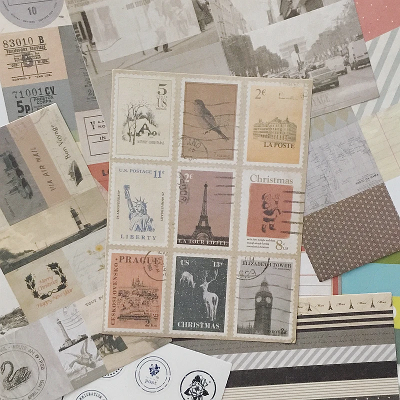 

12 Sheets/pack Retro Stamp Decorative Adhesive Stickers Scrapbooking Stick Label Diary Stationery Album Stickers