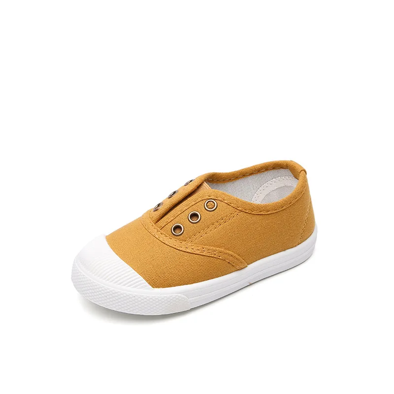 

Children's Casual Shoe Spring Candy Color Yellow Breathable Kid Shoes Single Net Cloth Canvas Slip on Sports Kids Black Sneakers