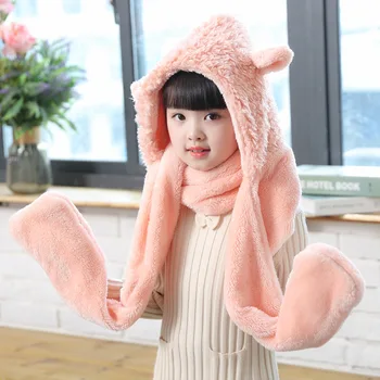 

VOHIO Christmas Child female Winter Scarf candy colored embroidery shawl with cartoon thick warm cashmere scarf long male gift