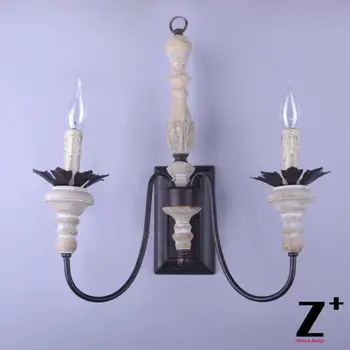 

American Vintage Country Style Vintage Retro Wood Wall Lamp Leaf Tree Iron Wooden Bedroom Dinning Room Wall Lamp