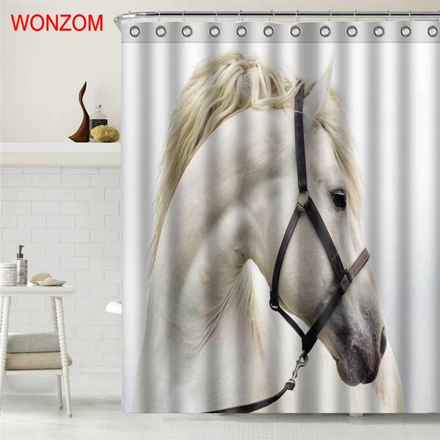 Wonzom Animal Horse Shower Curtains For Bathroom Decor Modern Wonzom Animal Horse Shower Curtains For Bathroom Decor Modern Flamingo Bath Waterproof Curtain With 12 Hooks New Arrivals