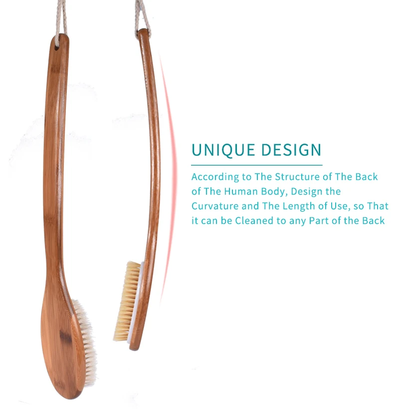 TREESMILE Exfoliating Wooden Body Massage Shower Brush Natural Bristle Bath Brush SPA Woman Man Skin Care Dry Body Brush D40 4