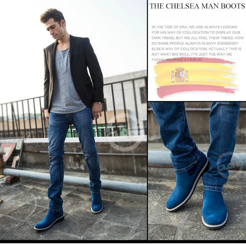 Men's Ankle Boot Suede Casual Chelsea Boots Men Suede Leather Men Winter Boots Men Slip-On Military Boot Men Desert Winter Shoes (2)