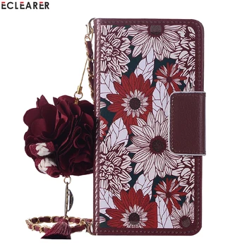 

Elegant Pearl Tassel Flower Case For Samsung Galaxy Note 8/ Note 5/ Note 4 Case Leather Wallet Flip Case Cover For Samsung Note8