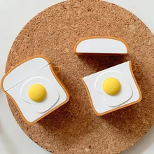 Eggs toast silicone headphone case for airpods 2 Protective cover for Apple wireless Bluetooth headset protects shell softness