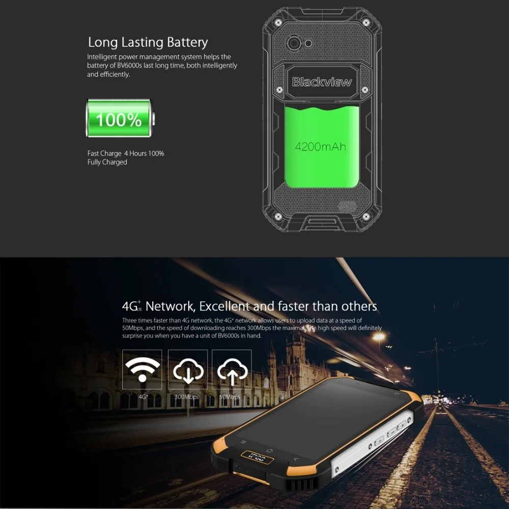 Blackview BV6000S 16 ГБ Android 6.0 MTK6735 Quad core 1.3 ГГц 2 RAM 4.7 дюймов IPS Экран 4 Г LTE 4200 мАч|android 6.0|4g lte4.7