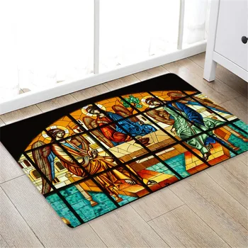 

Paris Carpet Notre Dame de Paris Pattern Square Area Window Grille Rug FLeece Kitchen Bedroom Bathroom 400~1800MM Prayer Rugs