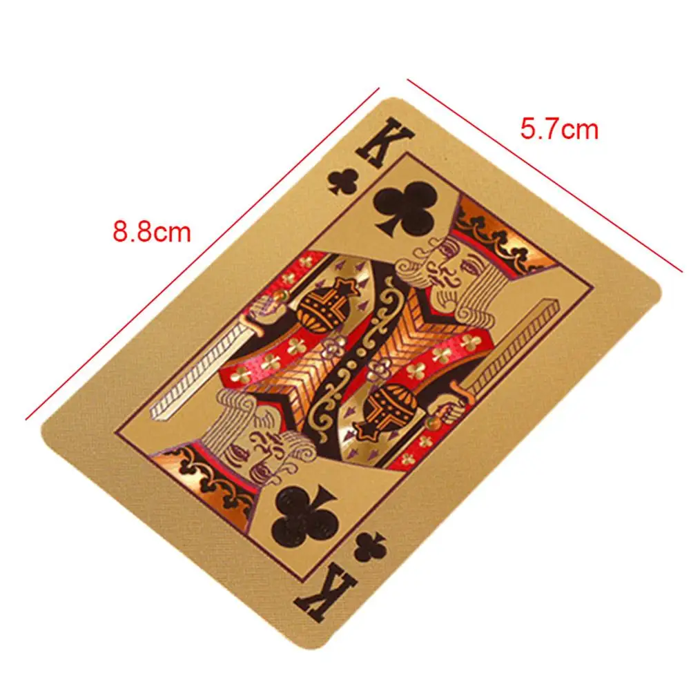 Golden Playing Entertain Cards Deck Of Gold Foil Pokers Set Magic Cards 24K Gold Plastic Foil Pokers Durable Waterproof