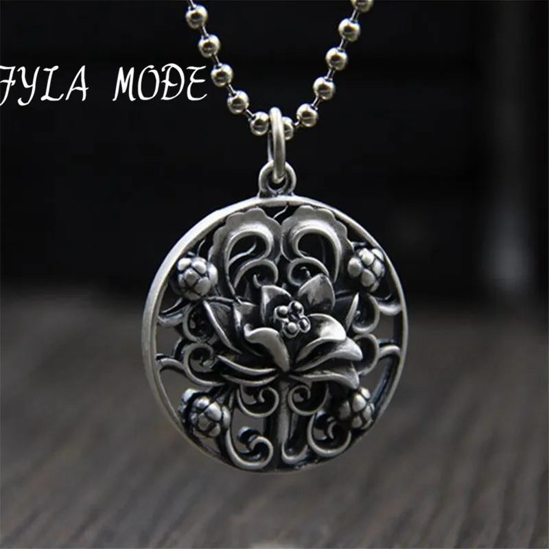 

Wholesale S925 Silver Hollow Lotus Flower Necklace Solid Silver Handmade Customized Cute Lotus Pendant DIY Jewelry TYC271