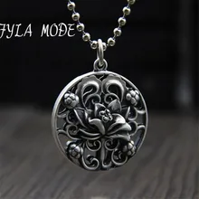 Wholesale S925 Silver Hollow Lotus Flower Necklace Solid Silver Handmade Customized Cute Lotus Pendant DIY Jewelry TYC271