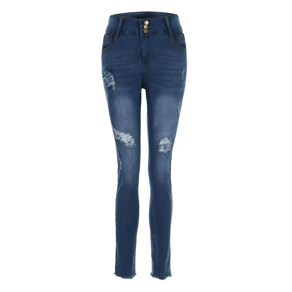 Новинка, темно-синие джинсы, брюки с высокой талией, женские эластичные джинсы размера плюс, повседневные джинсы с карманами и пуговицами