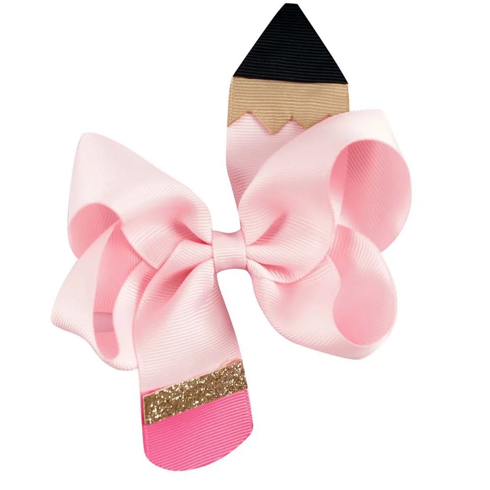 Карандаш ручной работы 6 шт. 4 5 дюйма с бантом для волос школы клипсой девочек