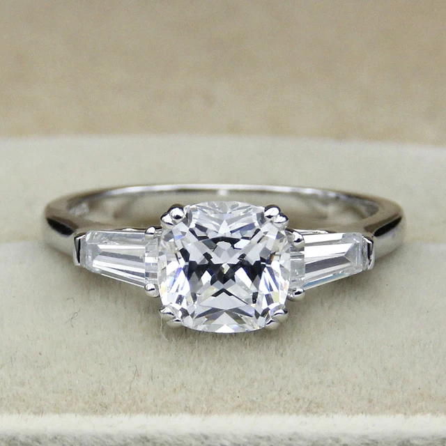 2ct Cushion Cut Simple Engagement Ring 925 Sterling Silver White 2ct Cushion Cut Simple Engagement Ring 925 Sterling Silver White Gold Plated Simulated Diamond Wedding