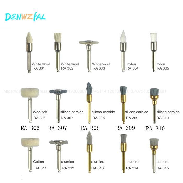 Стоматологическая Полировочная щетка, для низкоскоростного гибочного станка, карбида кремния глинозема, белая шерсть, нейлоновая щетка