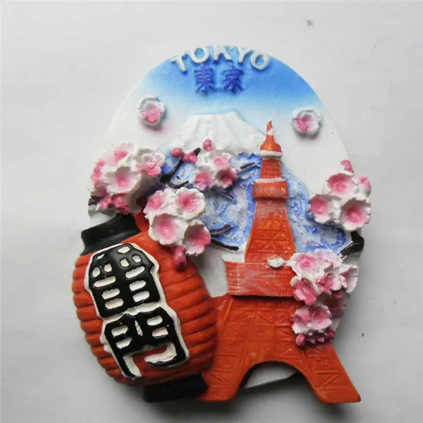 Japan Mt. Fuji Sumo Kimono Geisha Tourist Souvenir Figures Fridge Magnets - Sakura TV Tower 1
