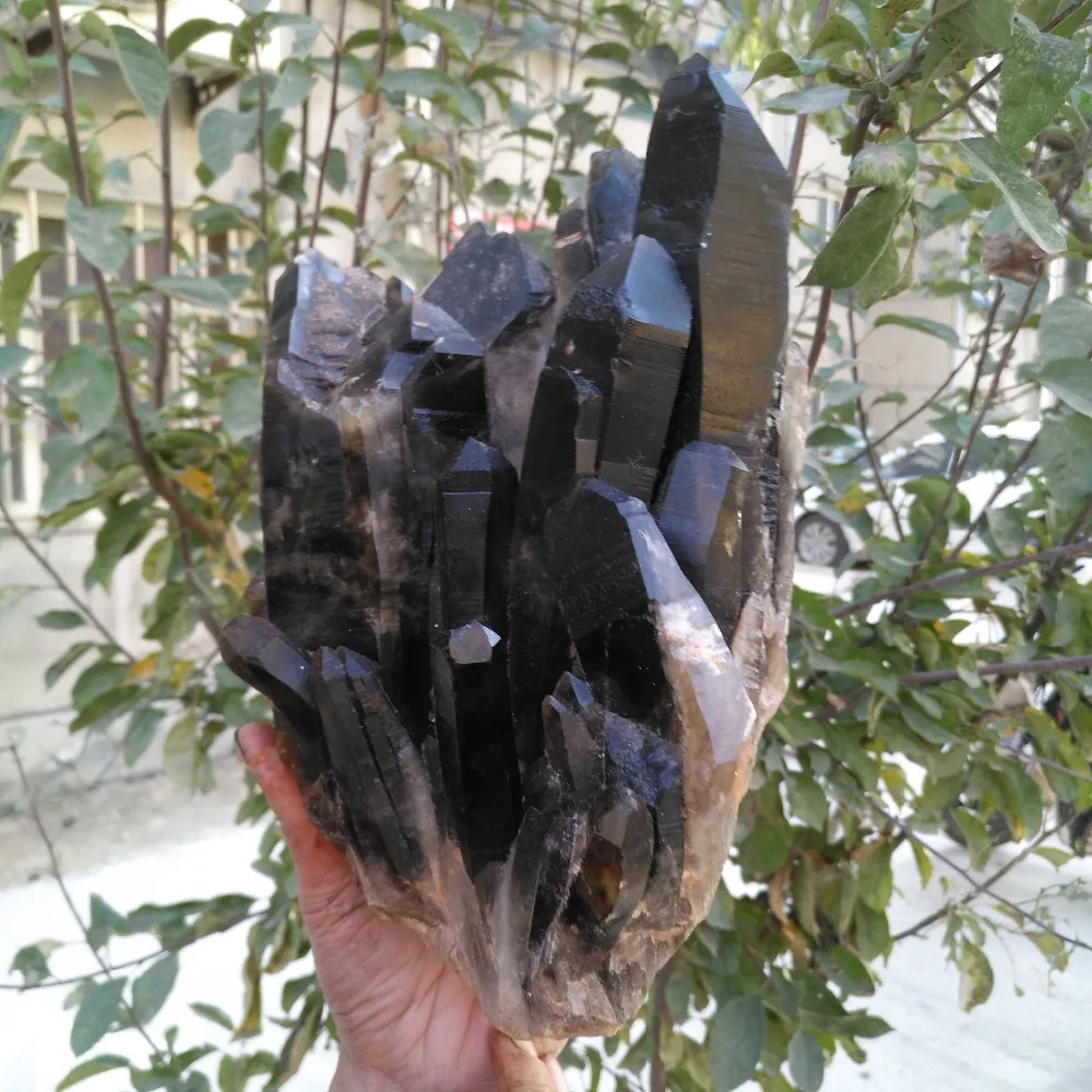 

(10.78lb) 100% Natural black smoky QUARTZ Crystal Cluster Specimen Point