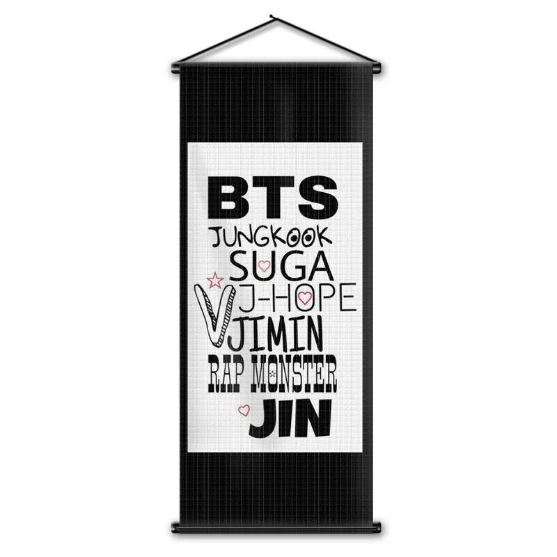 

BTS Fans Jimin Suga Design Flag Home Decor Digital Printing Music Band Wall Scroll Polyester Banner 45x110cm