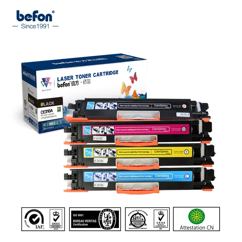 Цветной тонер картридж befon CE310A CE311A CE312A CE313A 126A совместимый с HP LaserJet Pro CP1025 M275 100 MFP M175a