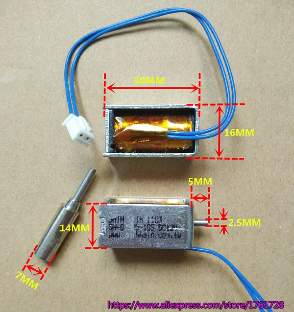 

Brand new 14*16*30mm solenoid 12VDC electric magnet ~