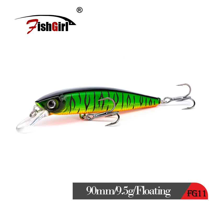 

2019 New Japan Design Pesca fishgirl Brand Wobbler Floating Minnow Fishing Lure 90mm 9.5g Hard Artificial Bait Pike Bass H30