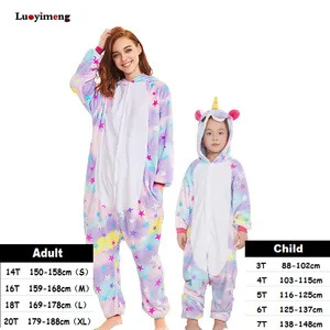 Детская Пижама с единорогом для взрослых, зимняя Пижама, одежда для сна для женщин и мальчиков, домашняя одежда с героями мультфильмов, пижама кигуруми, комплект одежды для маленьких девочек - изображение