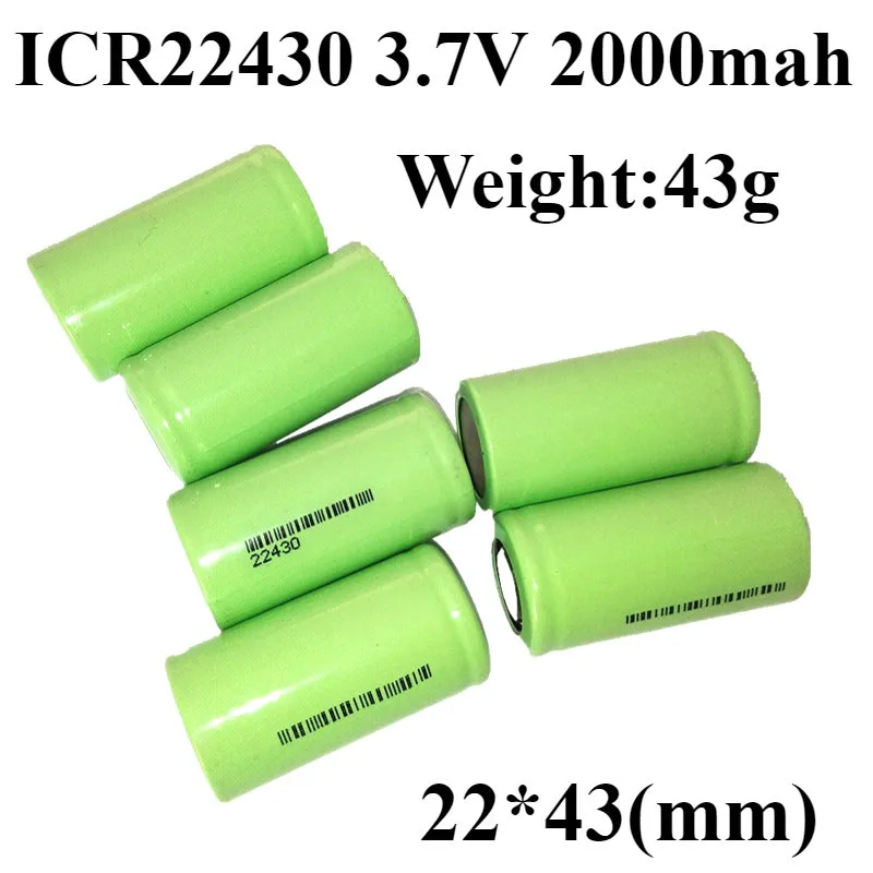 12pcs 3.7V 2000mAh ICR 3.7V battery 22430 bateria 3.7V lithium 22430 ...