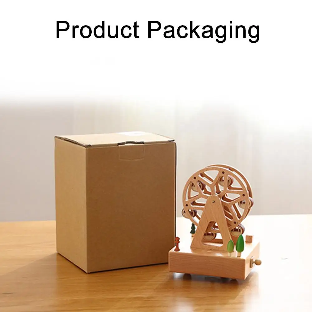 Carousel Music Box Kawaii Zakka Carousel Musical Boxes Wooden Music Box Wood Crafts Retro Birthday Gift Vintage Home Decoration Accessories