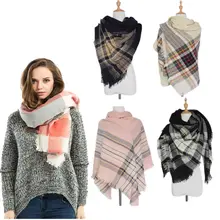 2016 New Fashion Women Ladies Oversized font b Tartan b font Plaid Blanket Scarf Shawl Soft