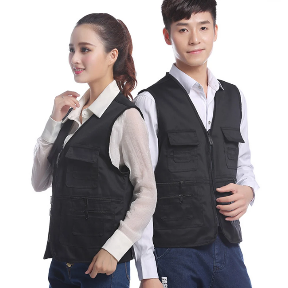 

Men Cotton Multi Pocket Vest Summer New Unisex Casual Thin Sleeveless Jacket = Mens Photographer Baggy Waistcoat High quality