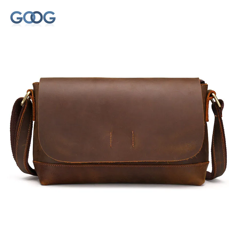 

The new retro mad horse skin Messenger bag shoulder bag head layer of leather cross section square package covered men wave
