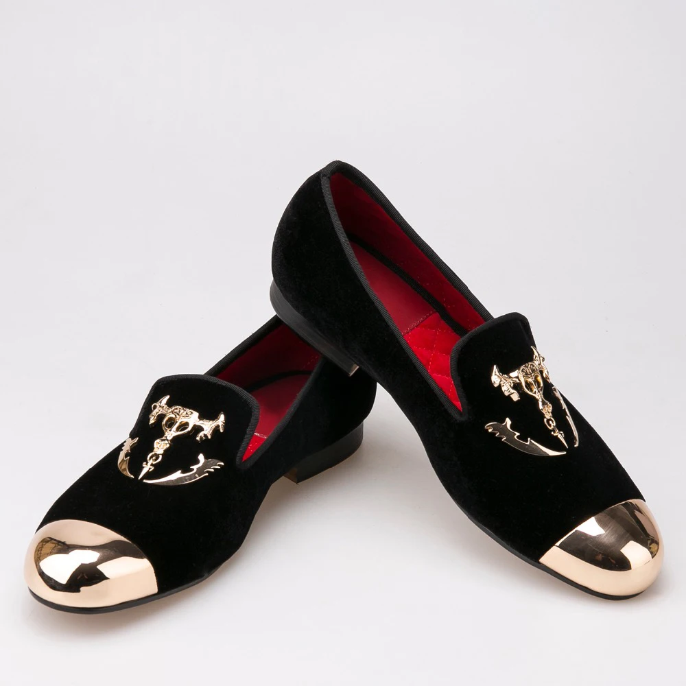 Online Get Cheap Black And Gold Dress Shoes Men -Aliexpress.com black men velvet shoes with skull buckle and gold toe British style men's loafers luxury men dress shoes men's falts - Online Get Cheap Black And Gold Dress Shoes Men -Aliexpress.com