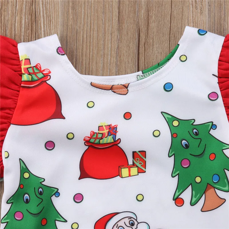 Новое поступление на год модная Милая одежда из хлопка младенческой малыш девушки для маленьких мальчиков с длинным рукавом Снеговики печати боди оборками пижамы наряды