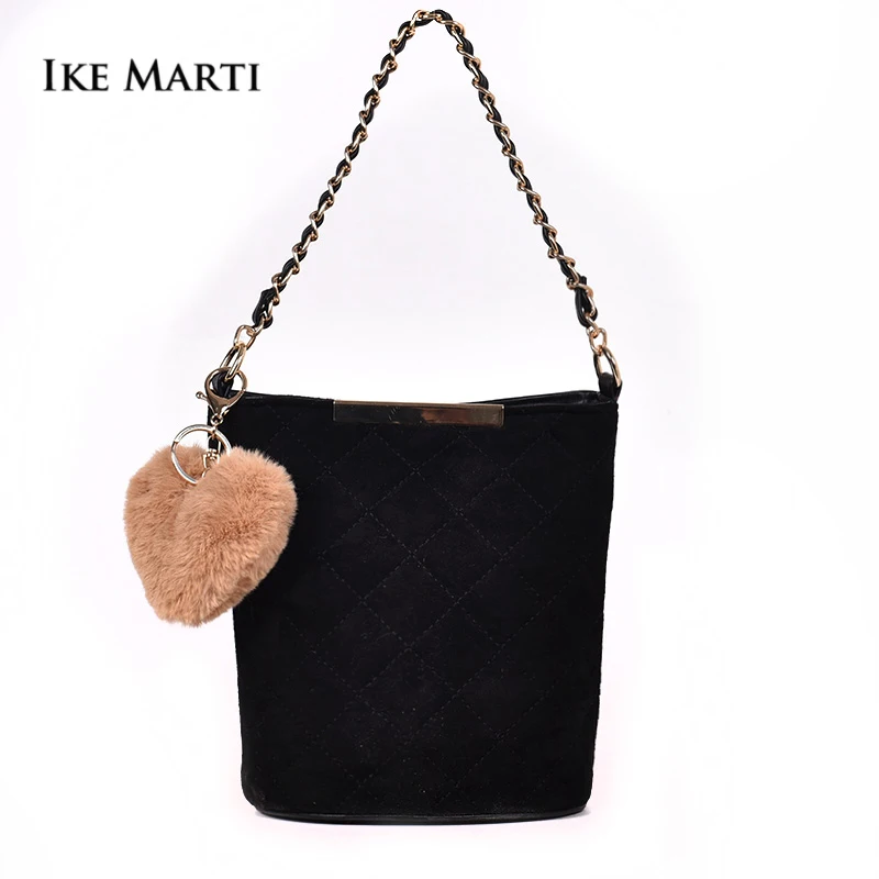

Ladies Fashion Velour Small Bucket Shoulder Messenger Bag Female Suede Leather Handbag Crossbody Bags for Women 2018 Designer