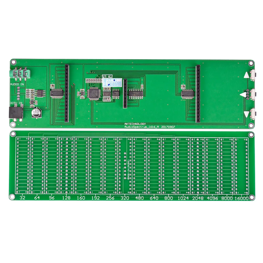 AIYIMA 16 уровень светодиодный музыкальный аудио спектр индикаторный усилитель доска зеленый цвет скорость регулируемый режим АРУ DIY наборы