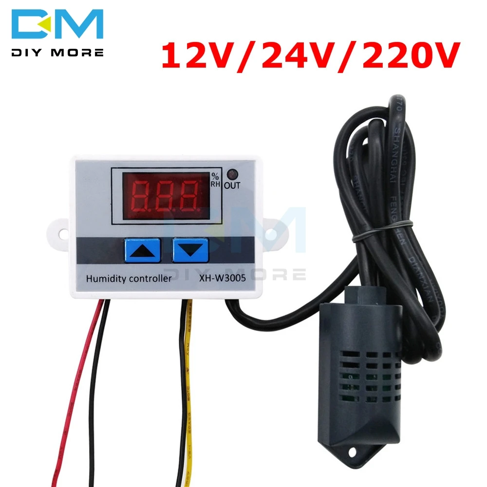 

LED Digital Humidity Controller DC 12V/24V AC 110V-220V Hygrometer Humidity Control Switch Hygrostat Humidity Sensor