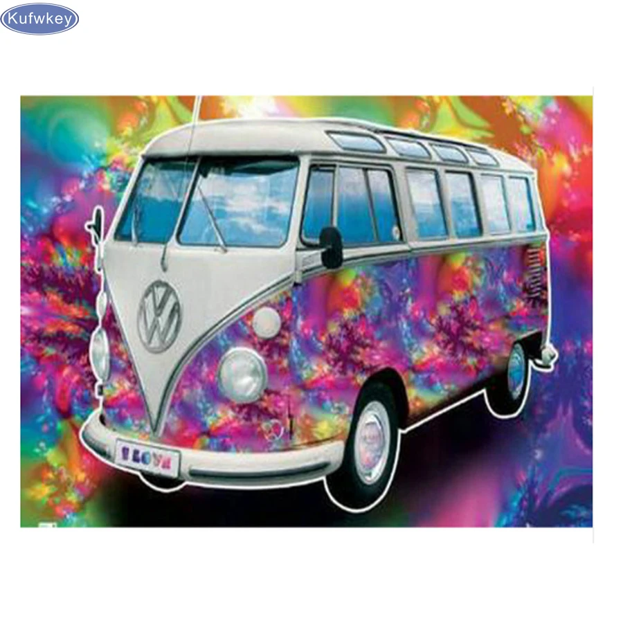 

colorful bus Diamond Embroidery 5D diamond Painting Cross Stitch Mosaic Pattern Square Rhinestone needlework gift Home Decor