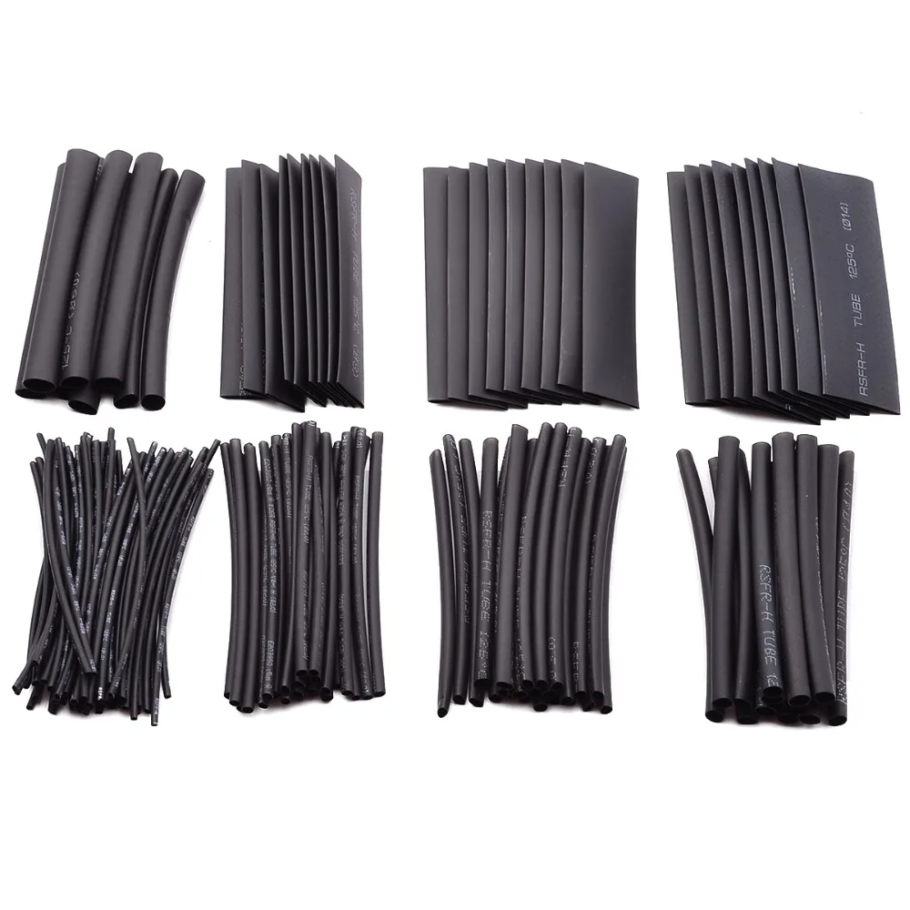 

218pcs/lot Polyolefin Heat Shrink Tube Black Glue Weatherproof Heat Shrink Sleeving Tubing Assortment Kit